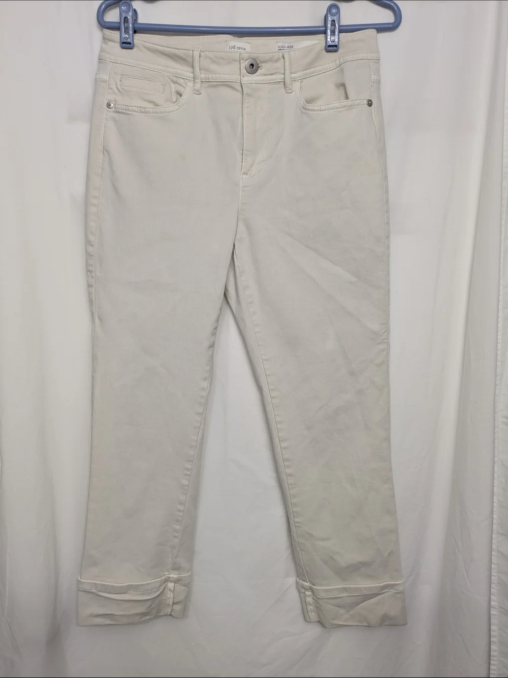 J.Jill Denim High Rise Straight Leg Ankle Jeans Petite 8 Ivory